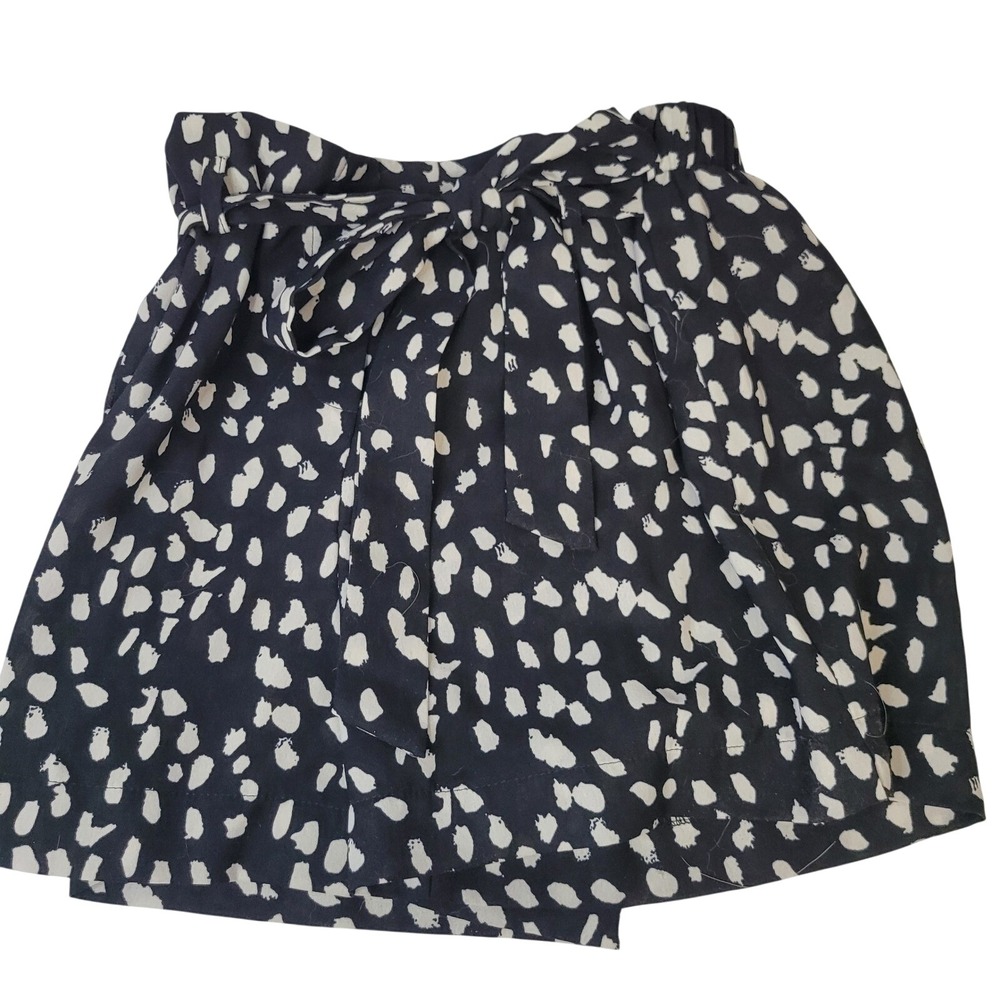 HAVE Los Angeles Womens Black White Spotted Tie Waist Elastic Shorts Small